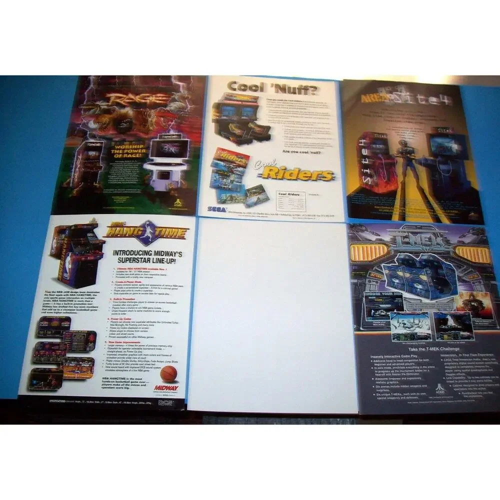 Arcade FLYERS T-Mek Area 51 Site 4 Hang Time Primal Rage Cool Riders Atari #3